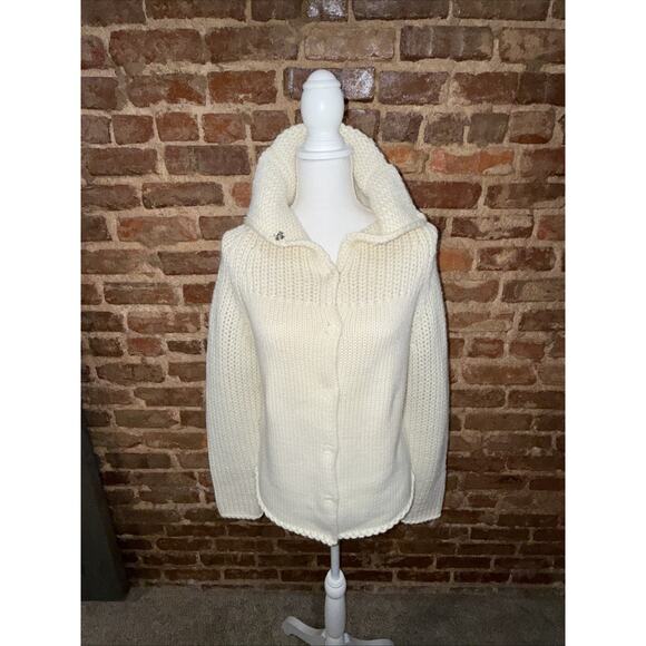 Gap Cream Cardigan Y2K Vintage Large Wool Blend Snap Closure Sweater Women's - Picture 2 of 10